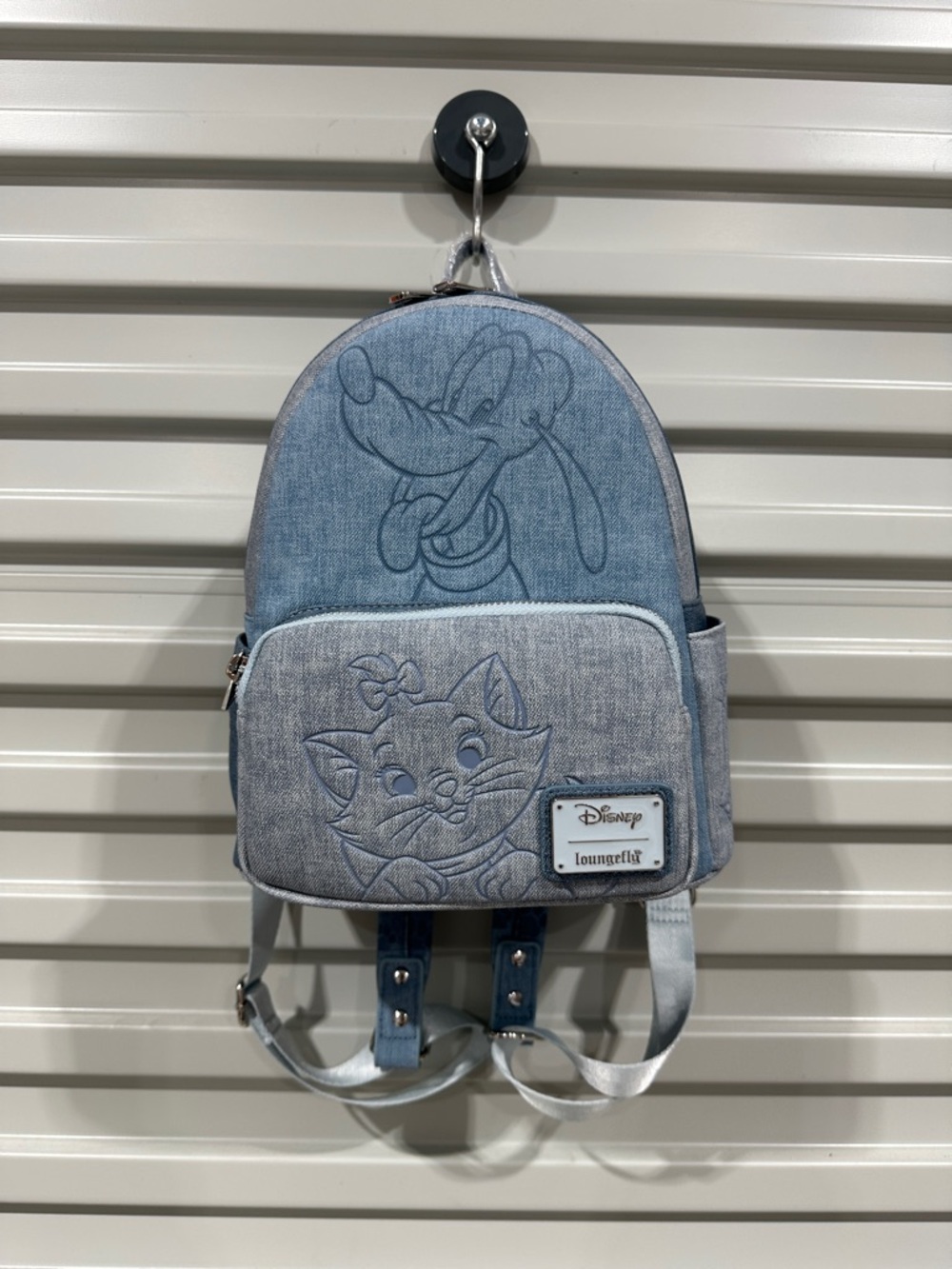Loungefly Disney Denim Blue Sketch Backpack with Pluto & Marie